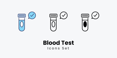 Blood Test Icons thin line and glyph vector icon stock illustration