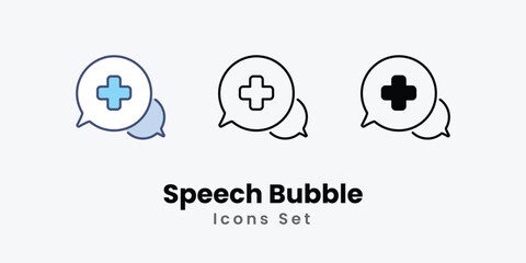 Speech Bubble Icons thin line and glyph vector icon stock illustration