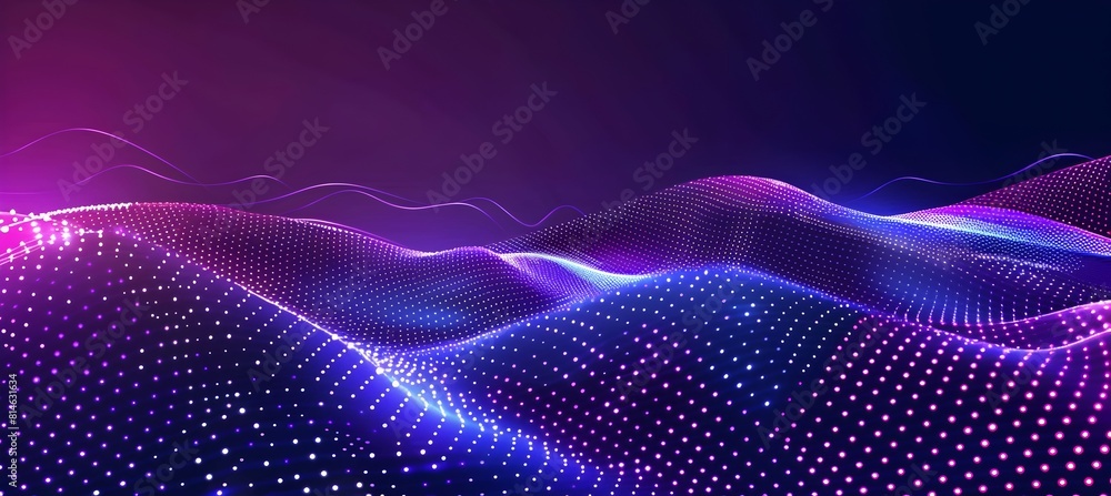 Poster abstract purple background with a hexagon mesh pattern and gradient, in the style of futuristic tech