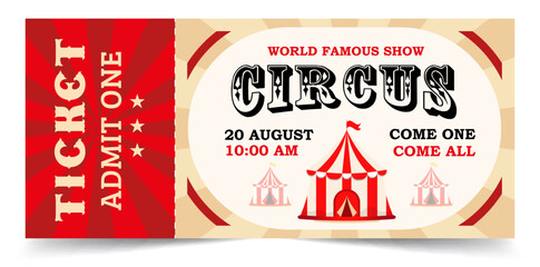 Circus ticket. Illustration of a vintage and retro design circus ticket. Vector circus luxury greeting card © GraphicStudio