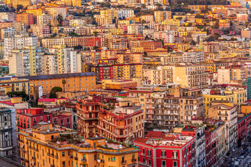 beautiful cityscape of big european city Naples in Italy, Campania. urban landscape with streets and buildings with famous architecture of old houses