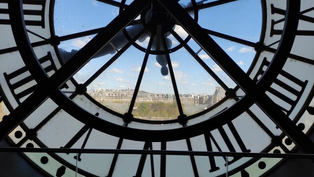 Impressive clock tower with an intricate facade in Paris, France