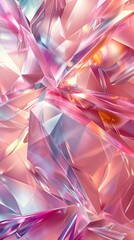Trendy Abstract Banner, with Slick Crystal Pieces. Colorful, Pink