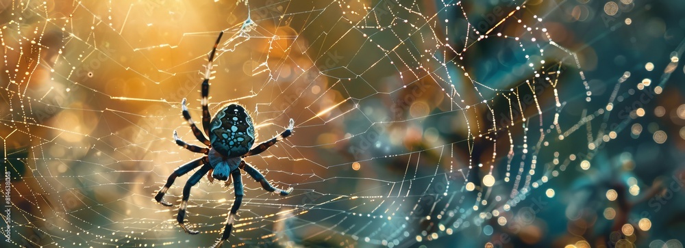 Poster a spider is sitting on a web