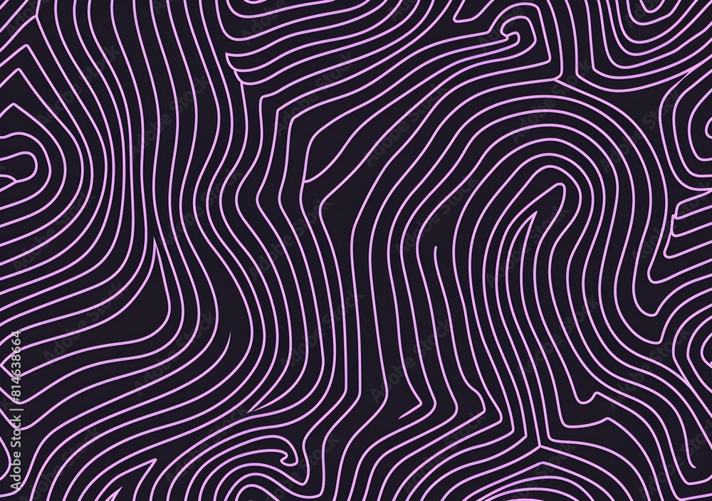 Poster vector, simple line pattern of curved lines in lavender and black, simple minimalistic, groovy retro