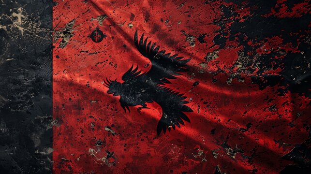 striking flag in bold red and black colors, featuring a powerful eagle emblem that symbolizes strength and freedom.