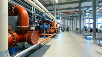 Equipment, cables and piping as found inside of a modern industrial power plant