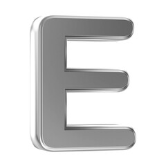 Silver 3D Font Letter E uppercase