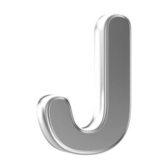 Silver 3D Font Letter J uppercase