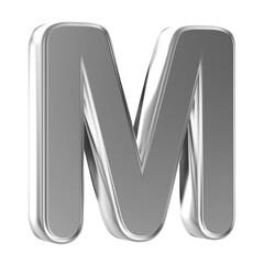 Silver 3D Font Letter M uppercase