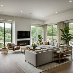 "Capturing Tranquility: Serene Ambiance in Spacious Living Rooms"
