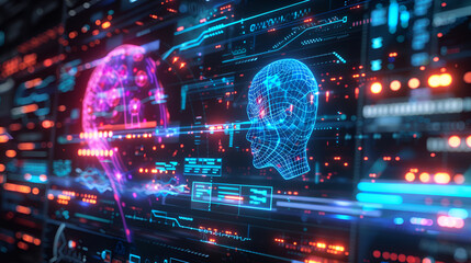 Obraz premium Neural Networks Unleashed: The Frontier of Brain Mapping; Mind Over Machine: Revolutionizing Neurotechnology