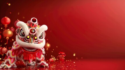 Obraz premium China new year background with lion dance