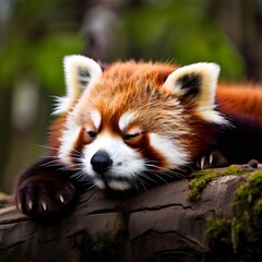 Obraz premium The Enigmatic Red Panda: Exploring the Habitat and Conservation of Ailurus fulgens