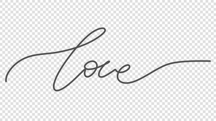 Love Handwritten ink lettering , Vector calligraphy and lettering illustration isolated on a transparent background , illustration Vector EPS 10