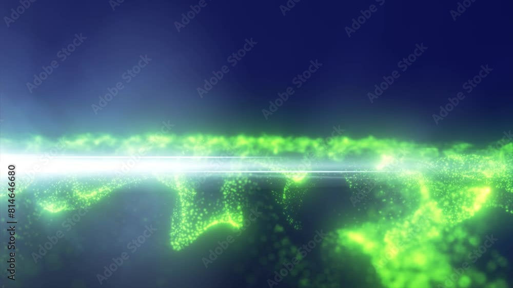 Poster green energy glowing magic waves high tech digital iridescent with light rays lines and bokeh energy