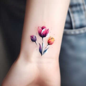 tatuaggio tulipani colorati
