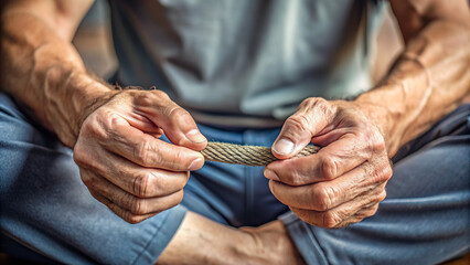 Close-up shot of a person's hand twisting a flexible joint