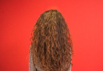 woman asian with long curly hair