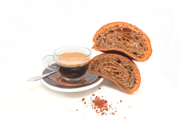 tazzina di caffè e brioche al caffè, cup of coffee and coffee brioche