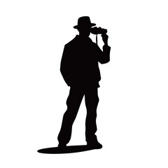 Man with Binoculars Silhouette