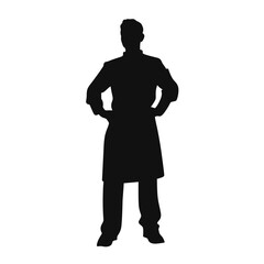 Obraz premium Silhouette of Chef with Arms Akimbo in Uniform