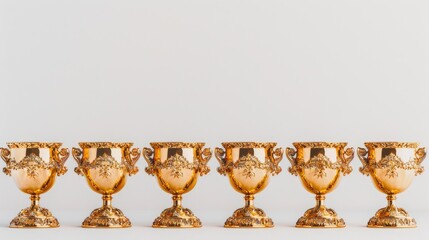 Gleaming Gold Vases Stand in Elegant Formation