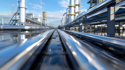 Obraz premium Futuristic Industrial Pipeline in a Modern Factory Setting. Generative ai.