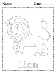 Lion Coloring Page. Printable Coloring Worksheet for Kids. Educational Resources for School and Preschool.