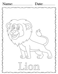 Lion Coloring Page. Printable Coloring Worksheet for Kids. Educational Resources for School and Preschool.