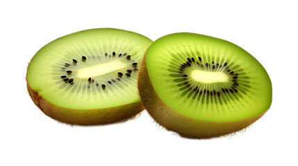 Fototapeta premium A kiwi sliced in half with a transparent background.