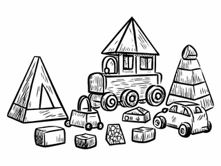 Obraz premium hand drawn illustration of a set of houses