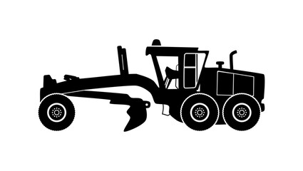 Grader machine, black isolated silhouette