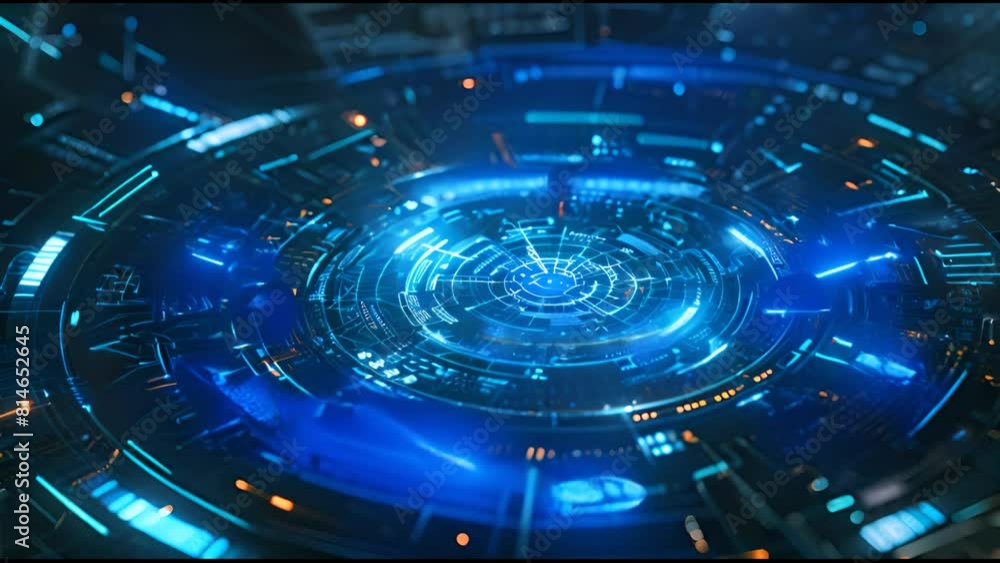 Aufkleber Interface for virtual holograms. Motion Graphic Target Radar Searching Display.
