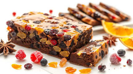 chocolate cake with nuts and raisins