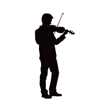 black silhouette violinist playing violin