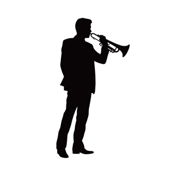 recommend clip art: Man Playing Trumpet Standing Silhouette