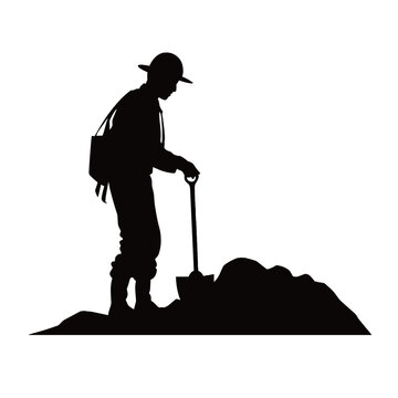 silhouette of person digging with shovel clip art preview