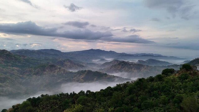 Beautiful moriing sky mountain clouds cover Upper wawa dam  2024 May