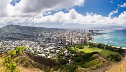 honolulu with a sunny and cloudy sky