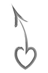 Arrow and heart. Sketch. Hand drawn watercolor signpost. Vector illustration. Love symbol and arrow sign pointing up. Outline on isolated white background. Doodle style. Idea for web design.