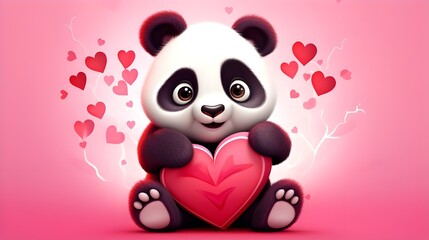 Obraz premium Cute panda. Background with selective focus and copy space 