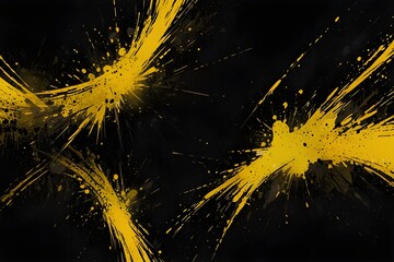 Black and yellow abstract background with brushstroke and halftone style.