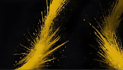 Black and yellow abstract background with brushstroke and halftone style.