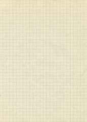 Vintage squared paper sheet background. Old antique paper texture. Vintage paper background. Aged and yellowed wallpaper.	