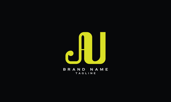 JAU, JUA, AJU, AUJ, UAJ, UJA, Abstract initial monogram letter alphabet logo design