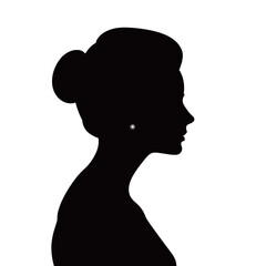 Detailed Female Profile Silhouette with Earring