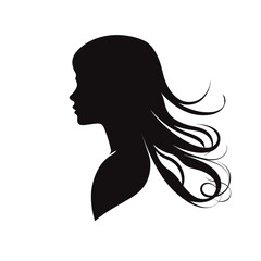 Young Woman Profile Silhouette with Curly Hair