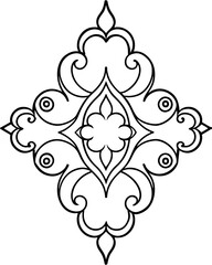 Ornamental Design Baroque Element vector illustration. Black ornament baroque style element design 