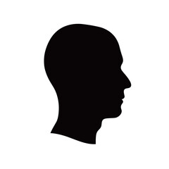 Bald Man Profile Silhouette in Simple Style